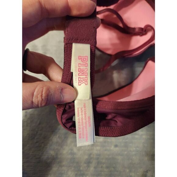 Victoria's Secret PINK size 32A Wear Everywhere Push Up Bra Maroon - Picture 3 of 4